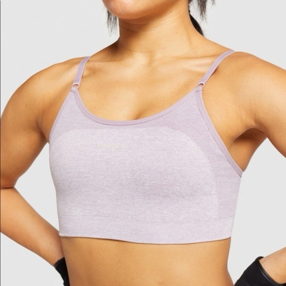 Gymshark FLEX Strappy Sports Bra Pink Logo Spellout Women's - Picture 4 of 6